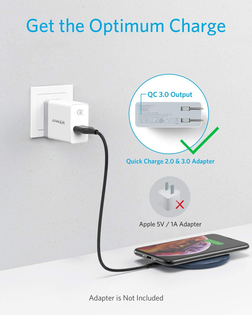 Anker wireless charger with optimum charge for charging