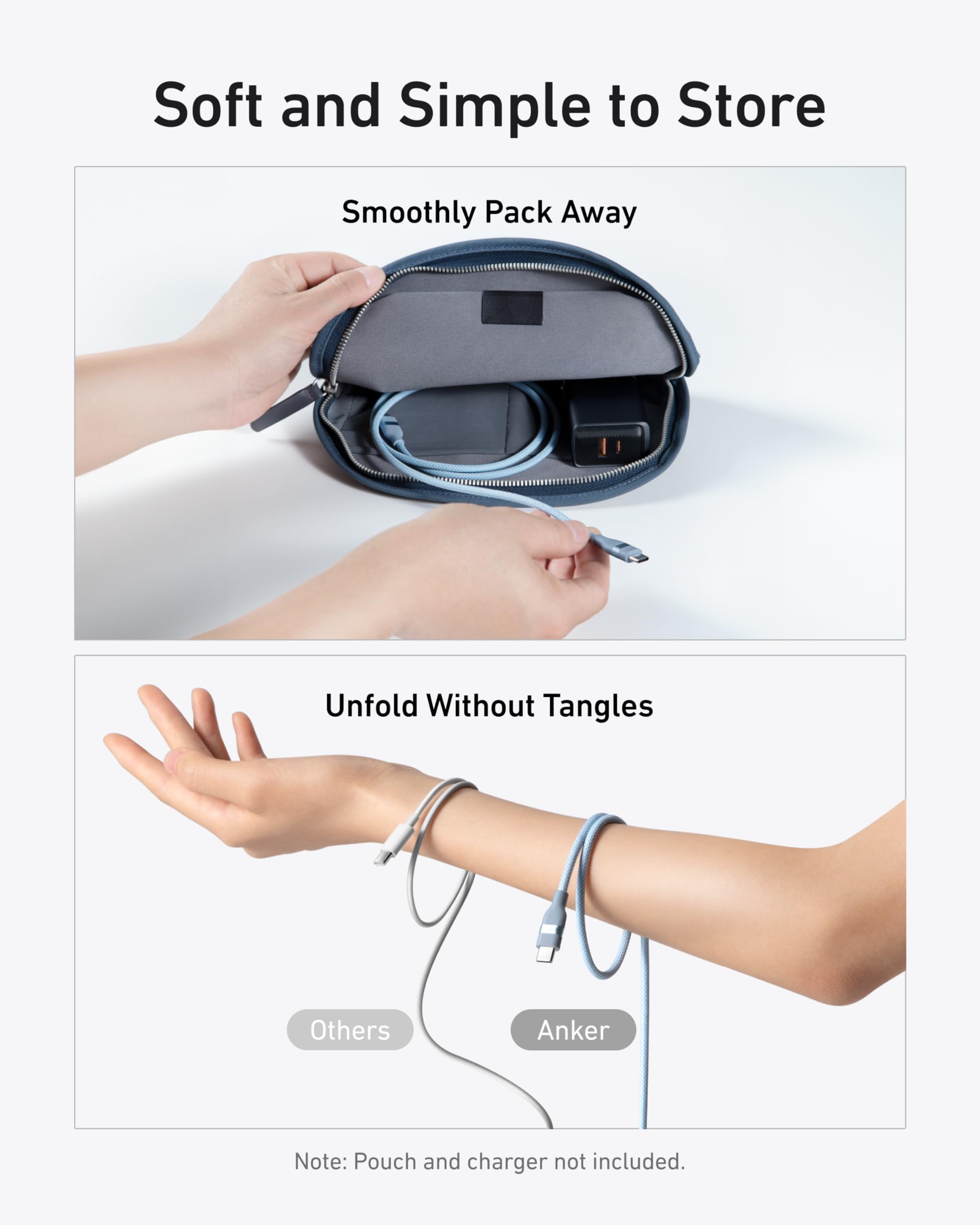 Anker cable for smooth storage and tangle-free use