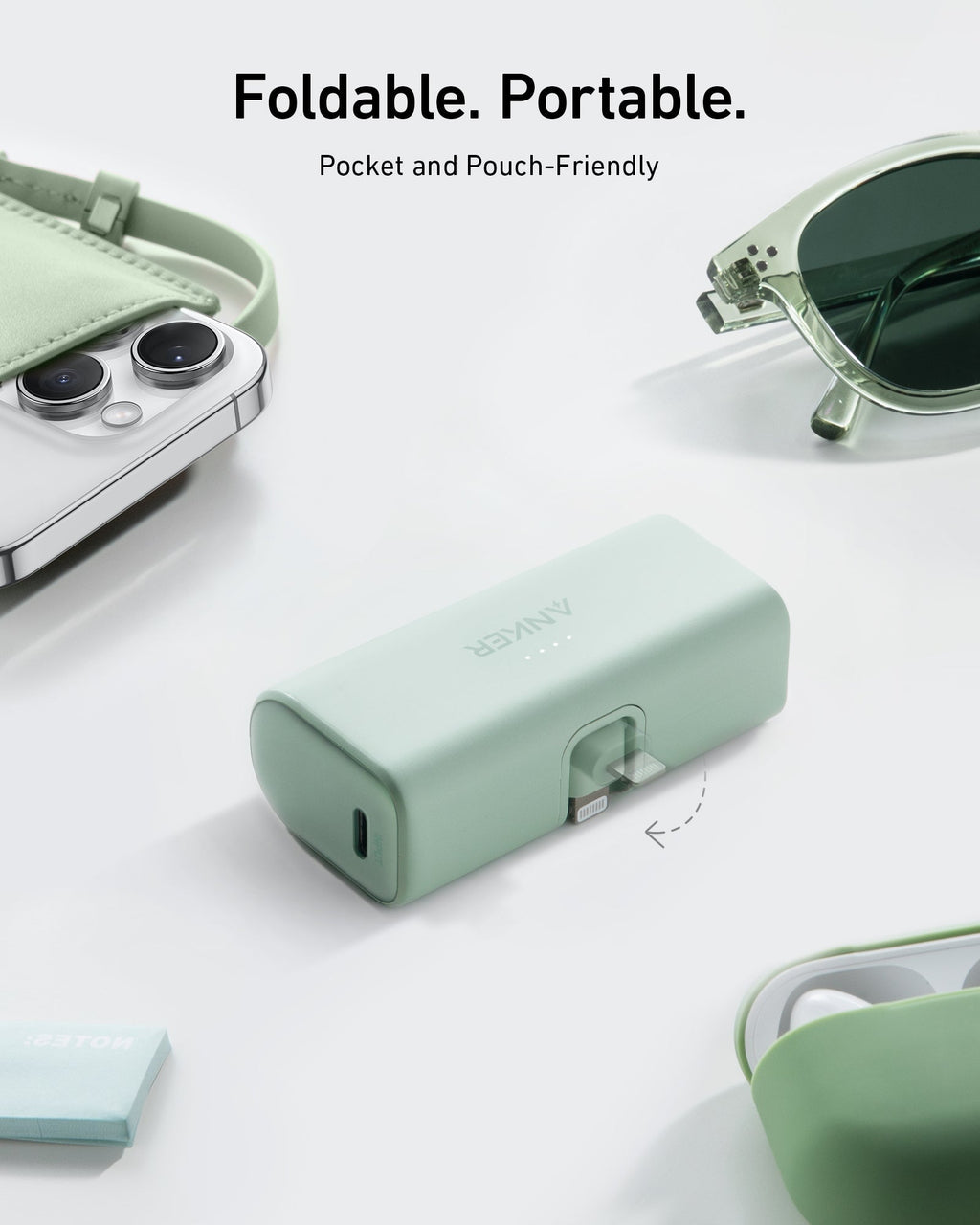 Anker portable charger with foldable design for iPhone