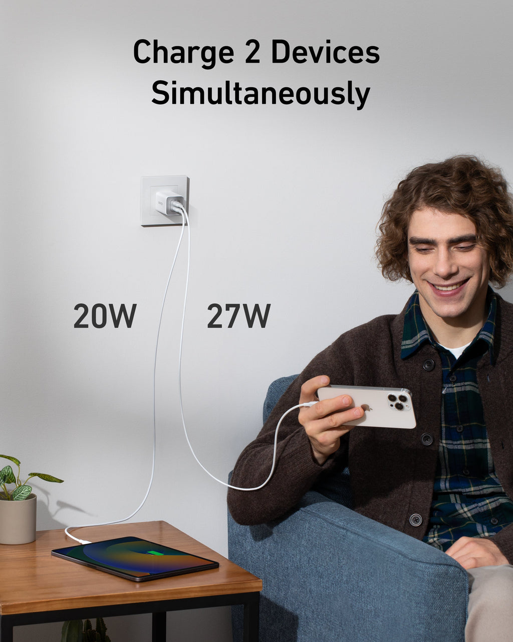 Anker with dual device charging for phone and tablet