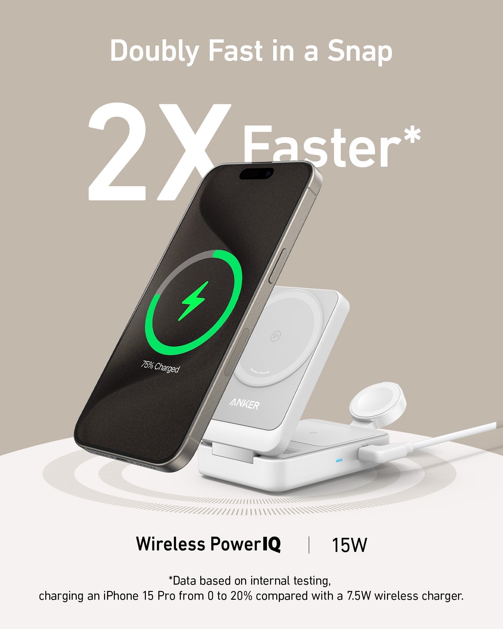 Refurbished Anker MagGo Wireless Charging Station (Foldable 3-in-1)