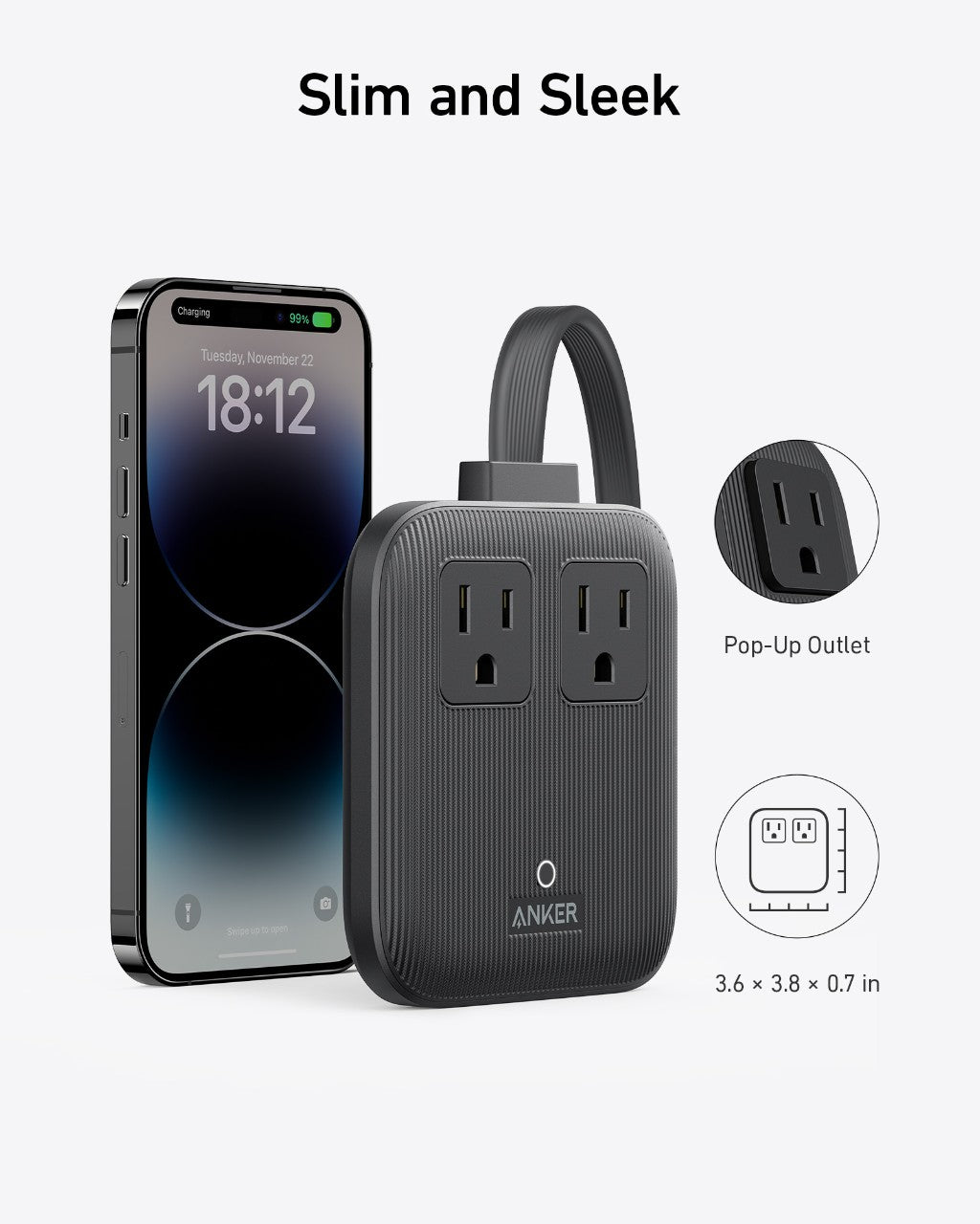 Anker with slim design for pop-up outlet