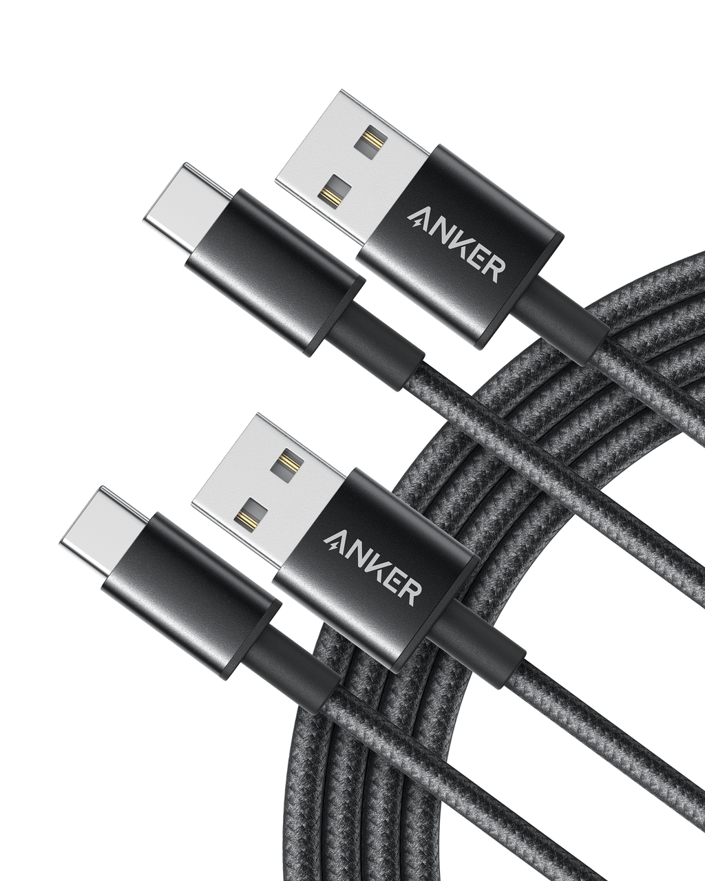 Premium Nylon USB-C to USB-A Cable (2-Pack)