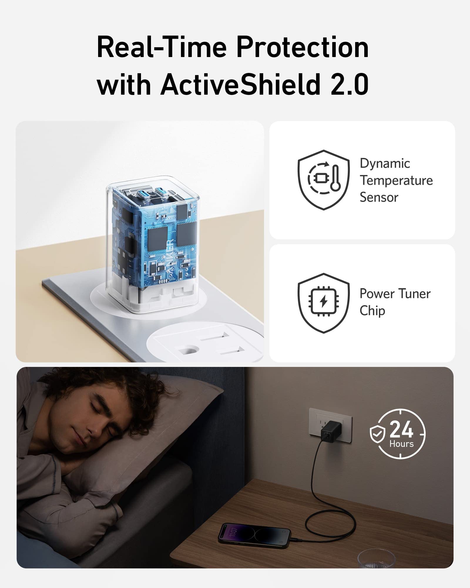 Anker protection with ActiveShield 2.0 for overnight charging