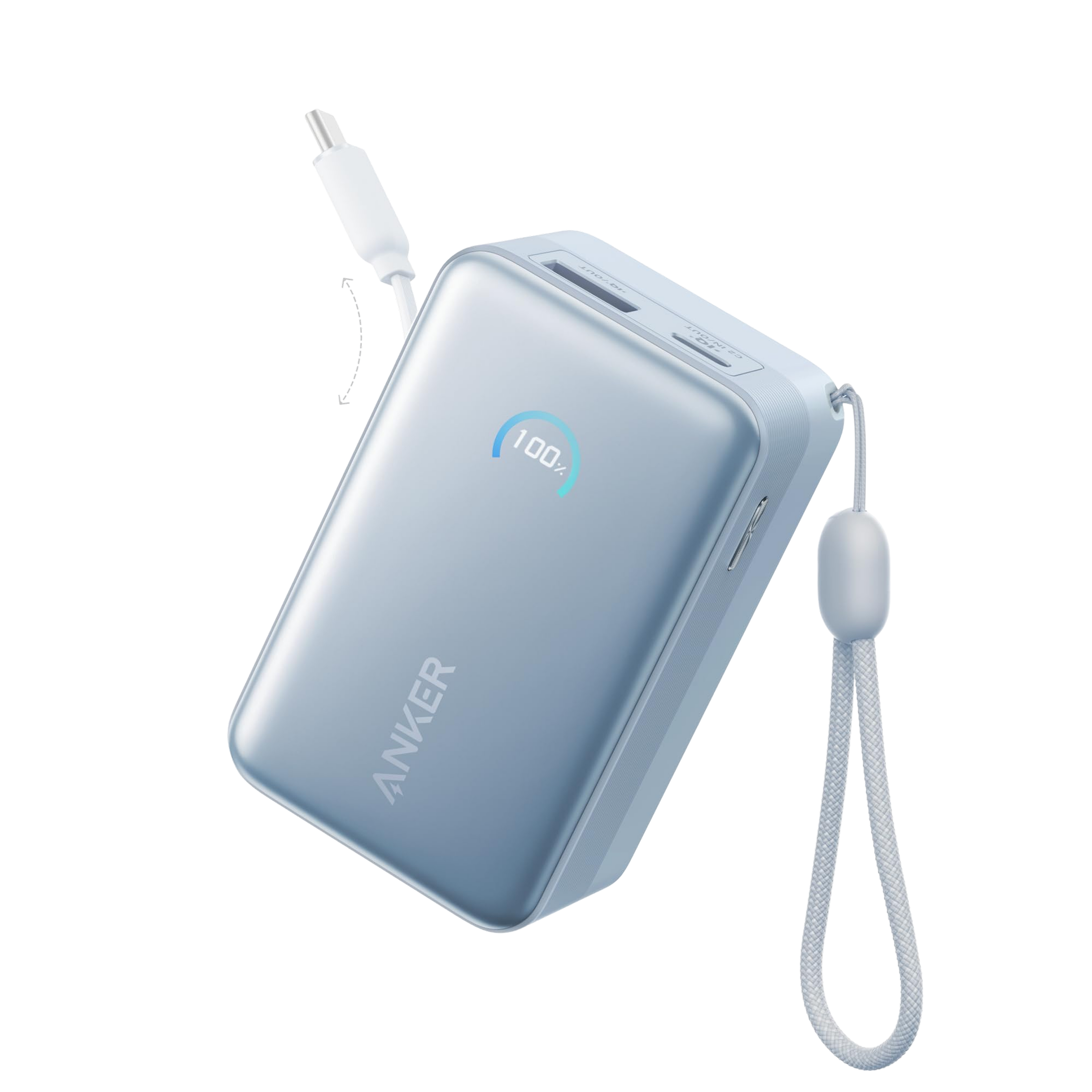Nano Power Bank (10K, 45W, Built-In Retractable USB-C Cable)
