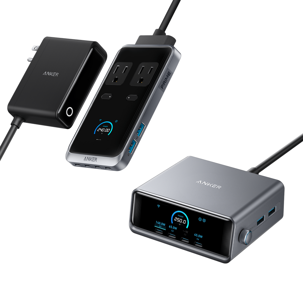 Prime Charger (250W, 6 Ports, GaNPrime) and Charging Station (8-in-1, 240W)