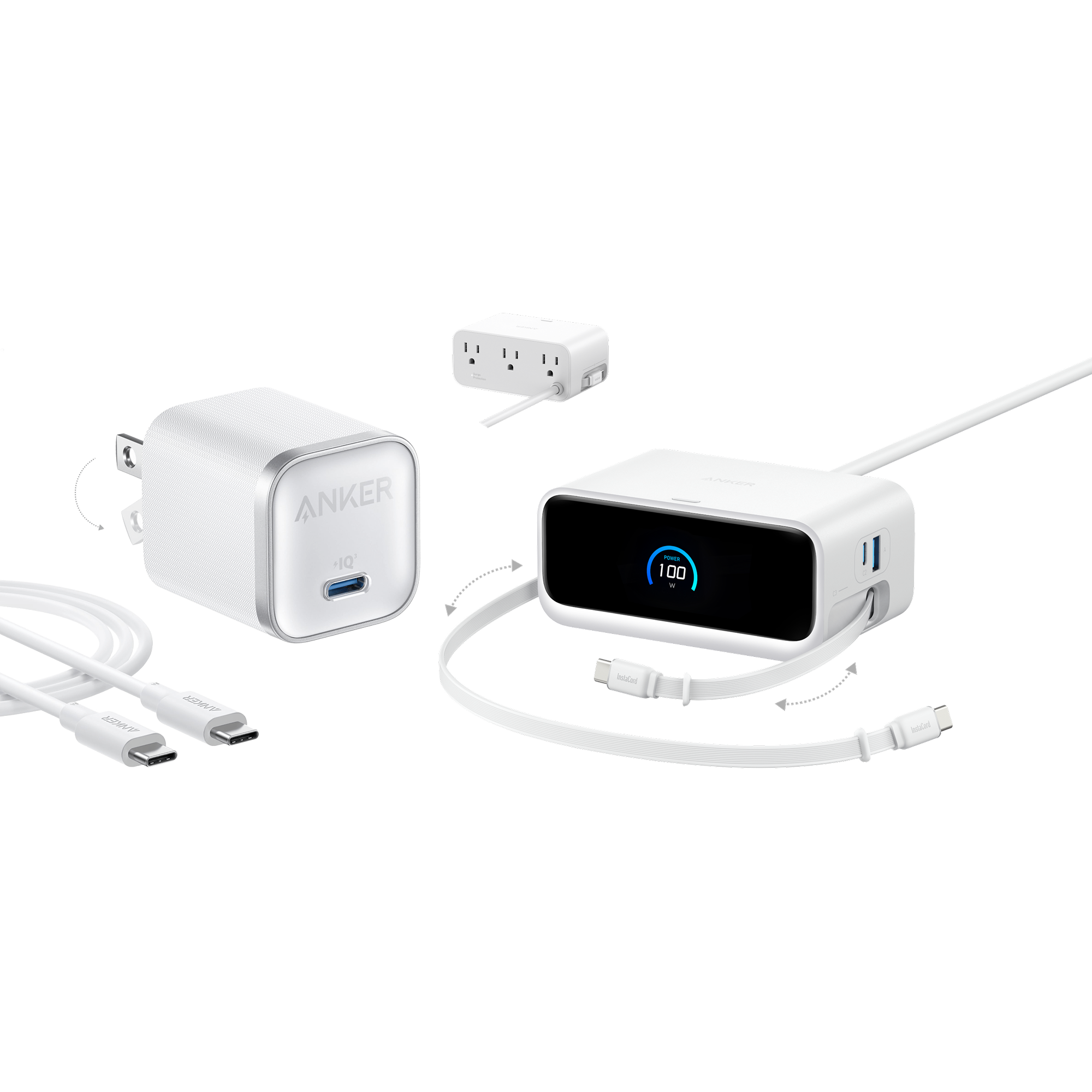 Nano Charging Station (7-in-1, 100W) and Nano Charger (45W) with Cable
