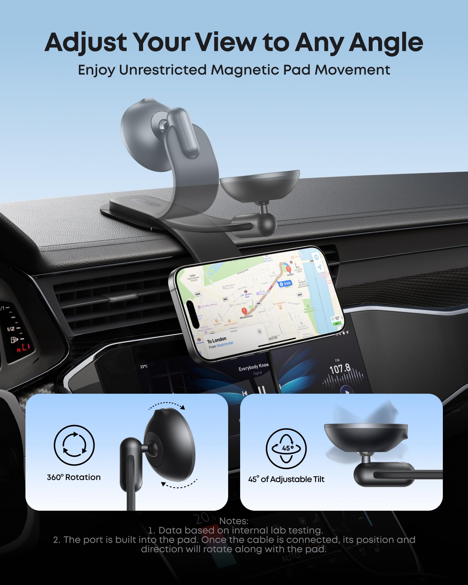Anker flexible mount for Keyword with adjustable angle for easy viewing