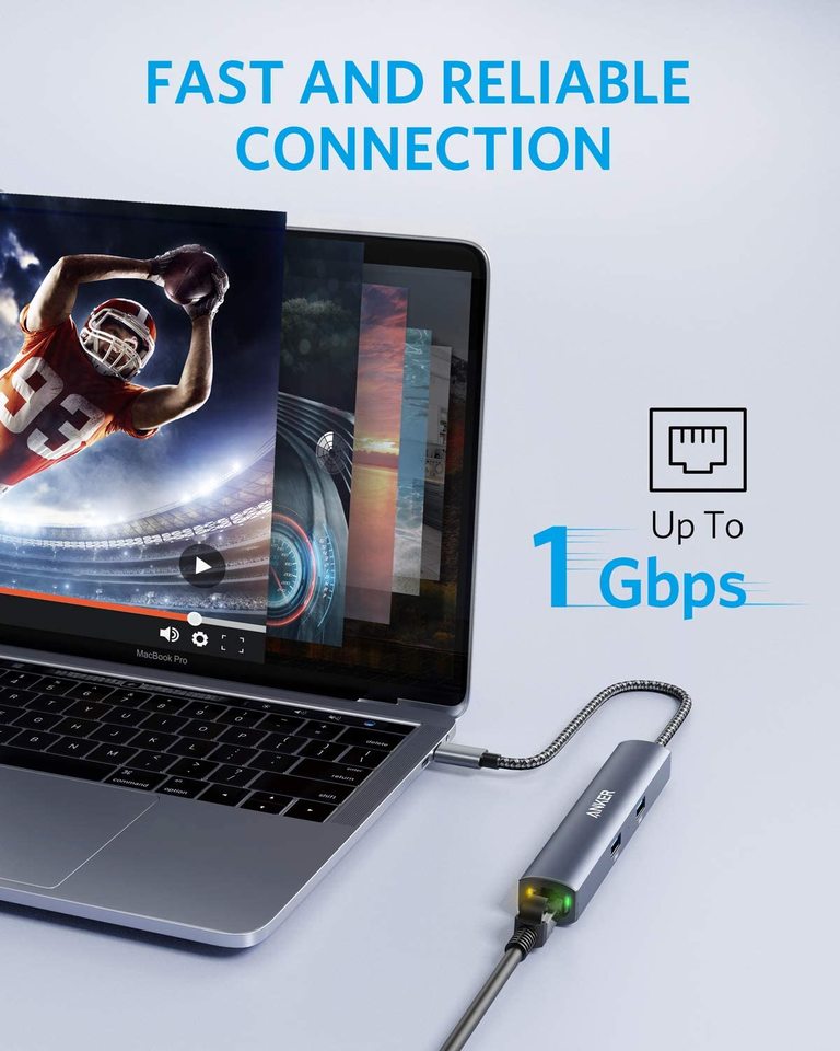 Anker USB-C hub with Ethernet for fast reliable connection